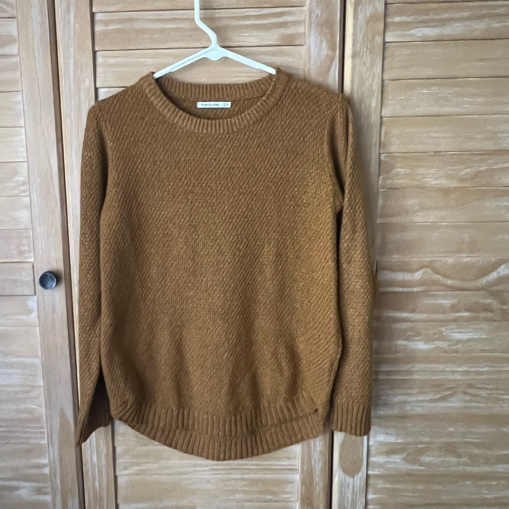 Pink Clover Camel/mustard Brown Crewneck Sweater